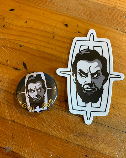 Evil Abe Stickers, Magnets & Buttons Pack