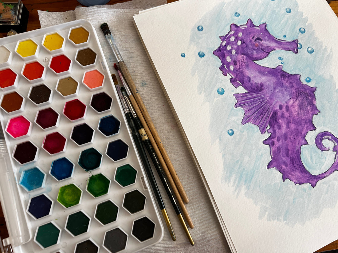 watercolor seahorse