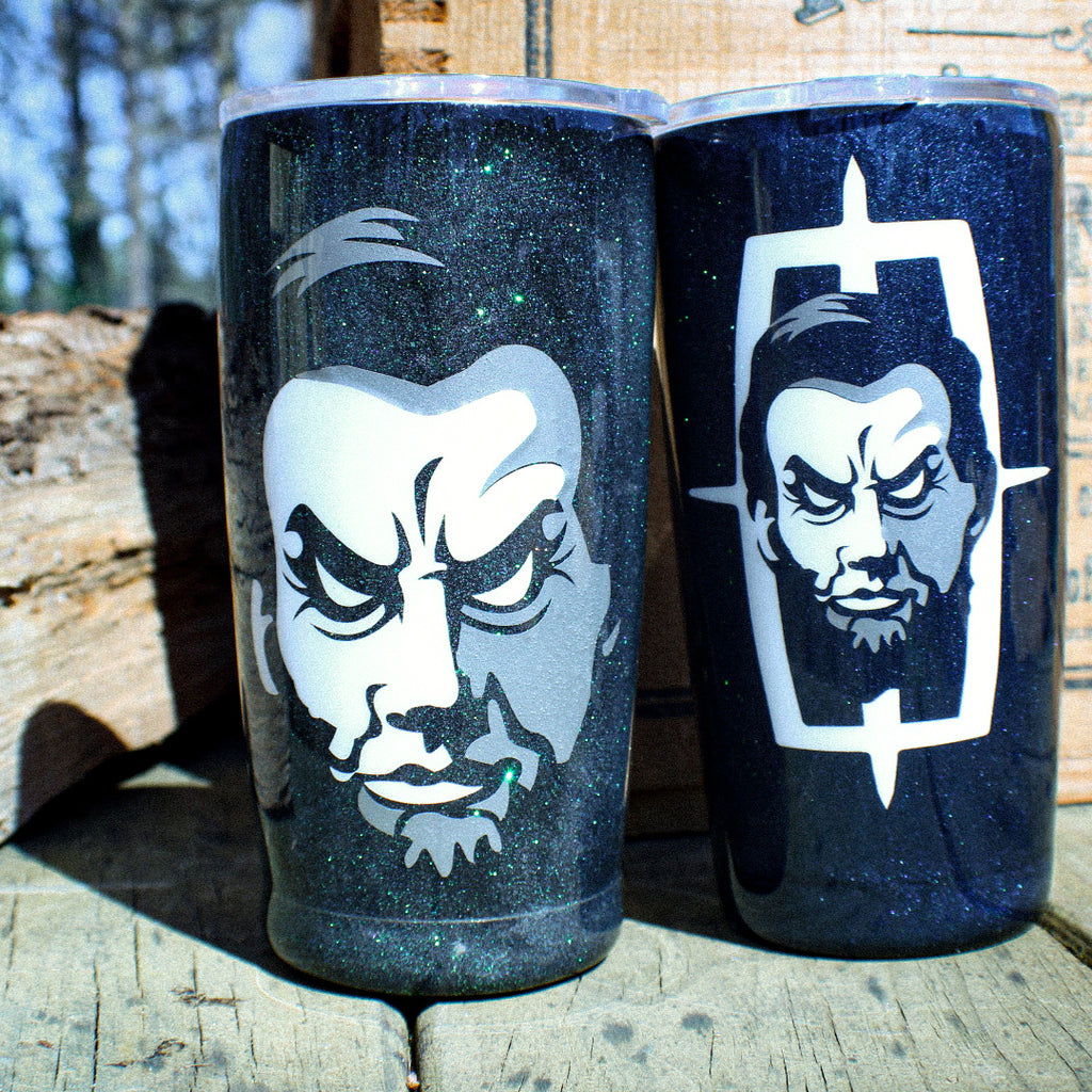 evil Abe metallic flake custom 20 oz tumbler